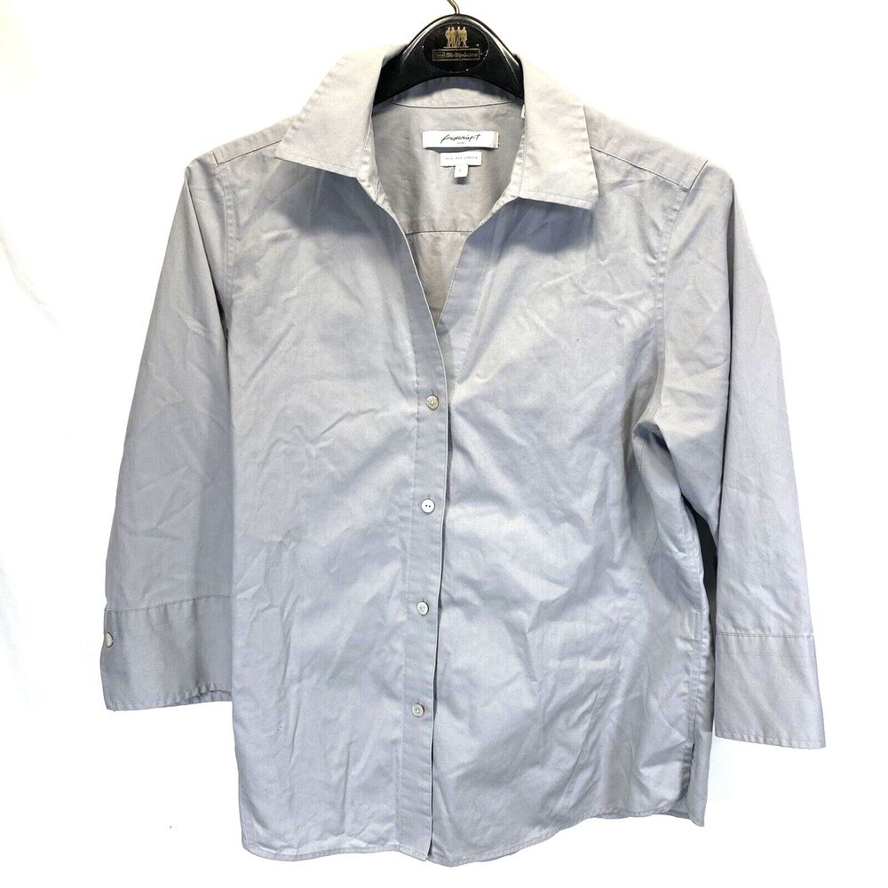 Foxcroft NYC Women's Size Large Blouse Button Up Non-Iron Stretch Shirt Career